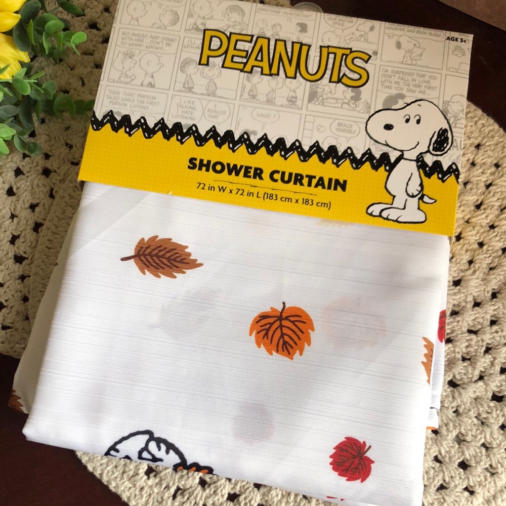 Peanuts Snoopy Shower Curtain with Orange and Red Leaves